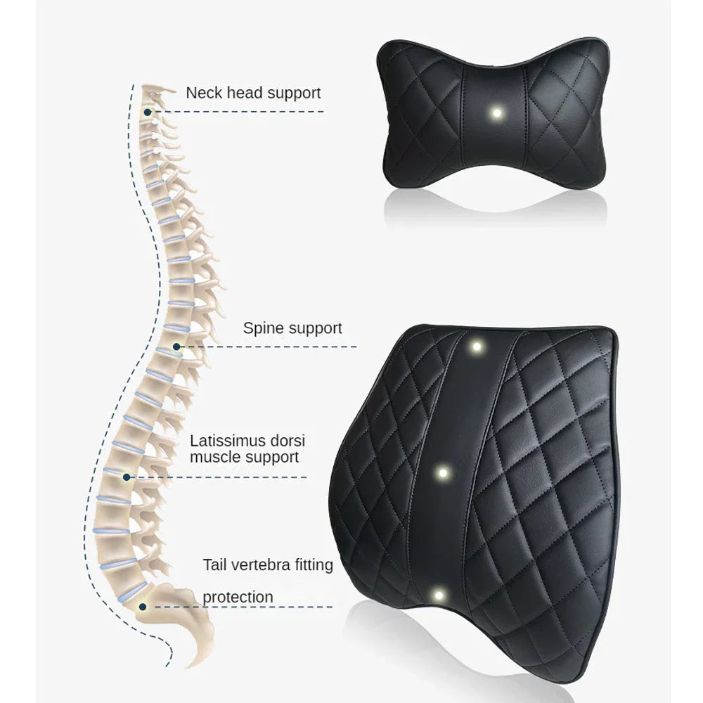 Premium Diamond Stitching Seat Cushion & Lumbar Support