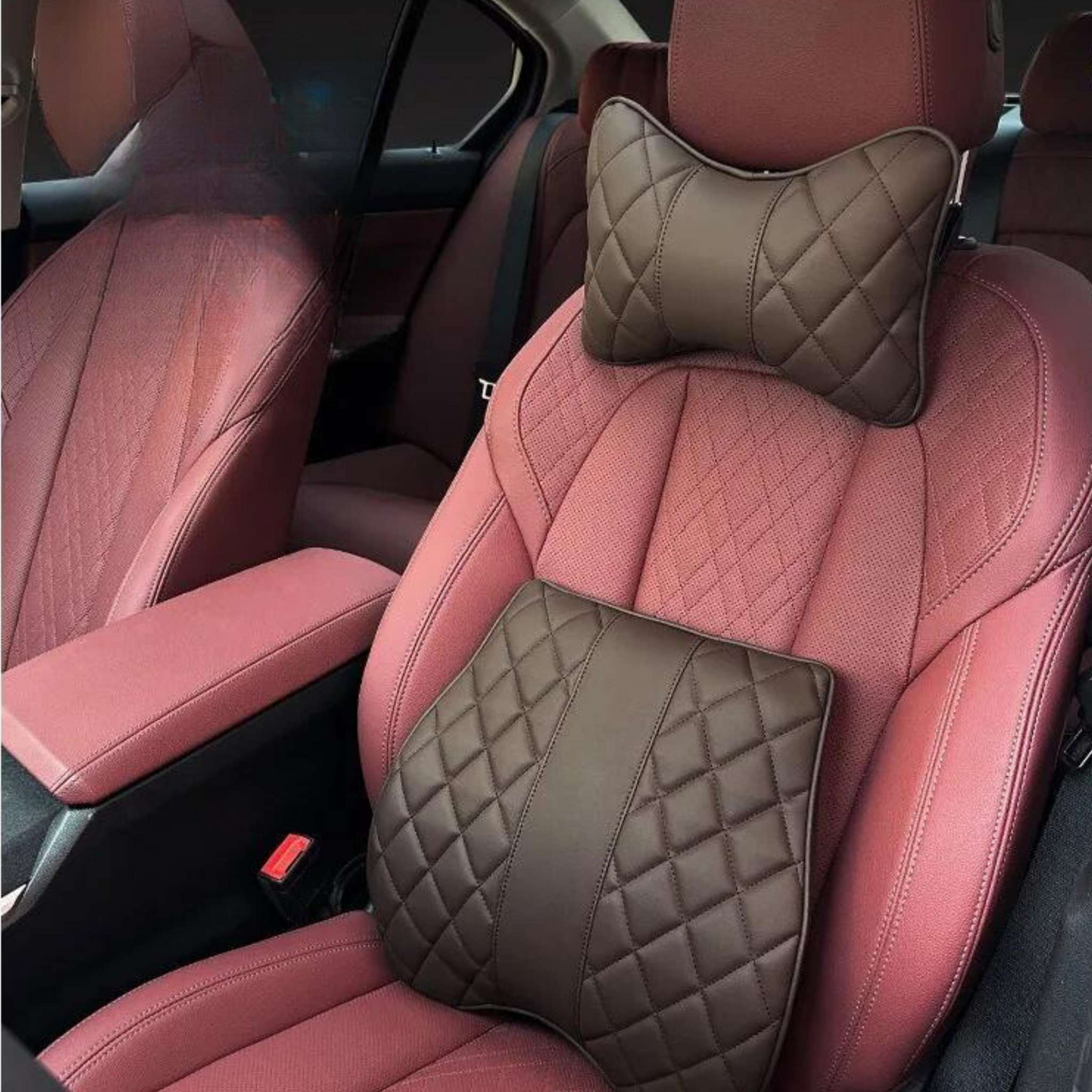 Premium Diamond Stitching Seat Cushion & Lumbar Support