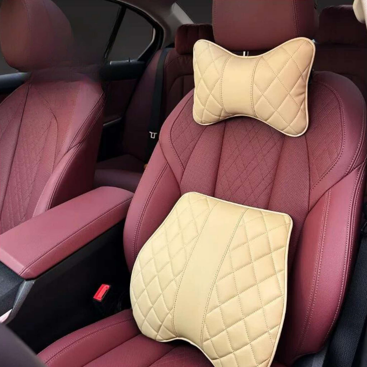 Premium Diamond Stitching Seat Cushion & Lumbar Support