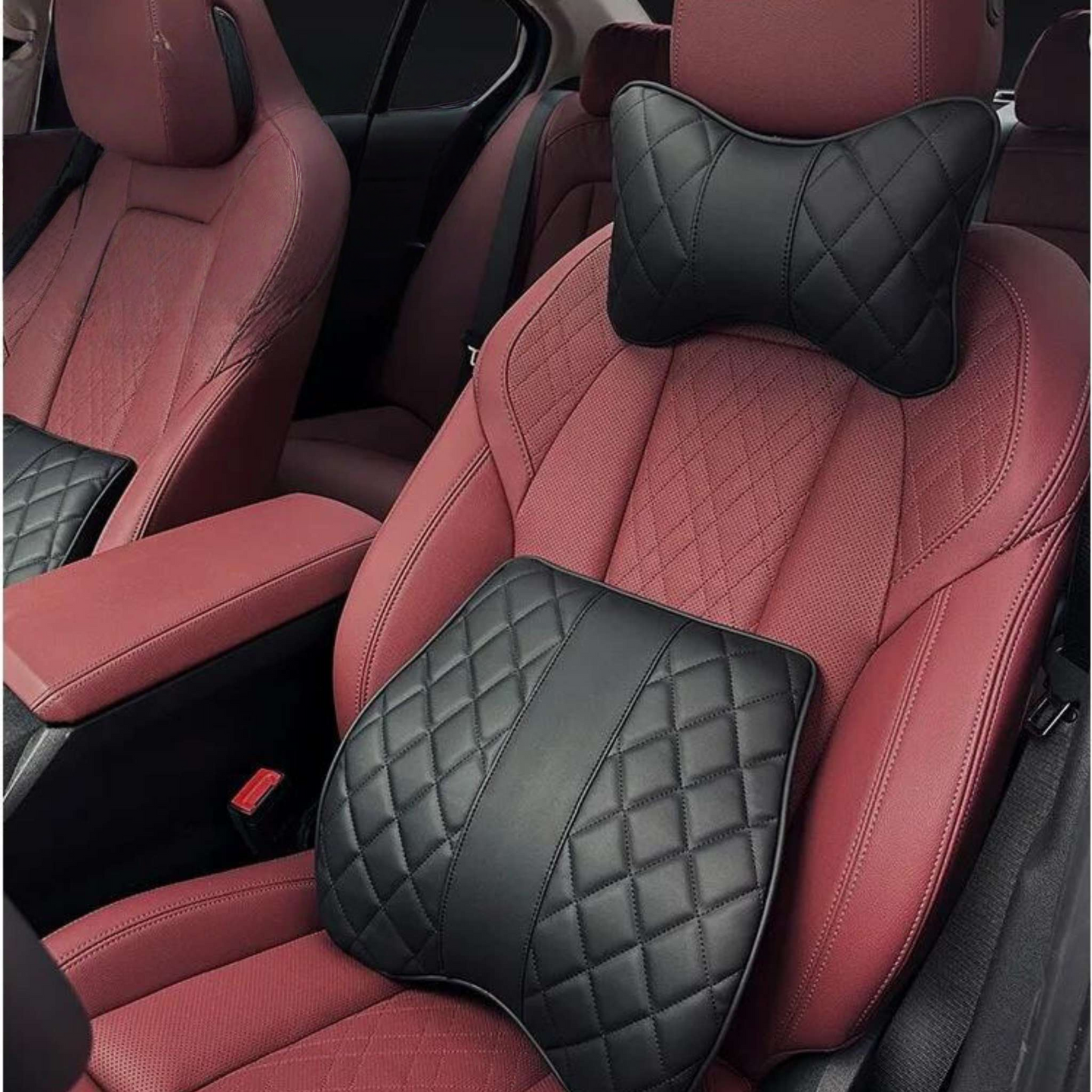 Premium Diamond Stitching Seat Cushion & Lumbar Support